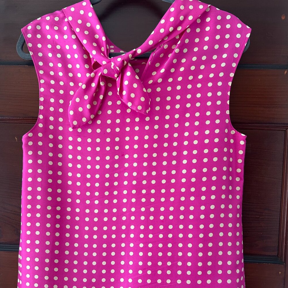 Lovely J Crew pink & white polka dot silk blouse Sz 6